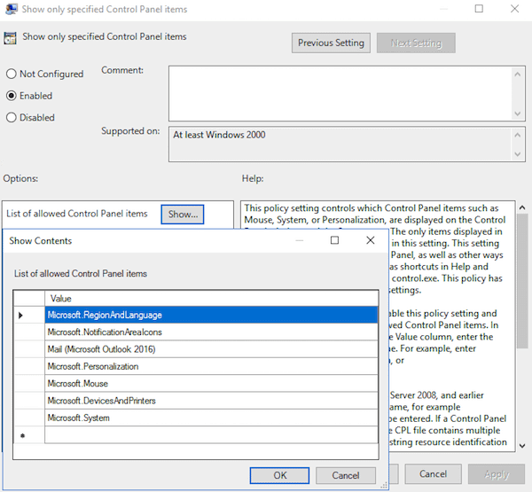 Customize the Control Panel